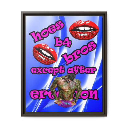hoes b4 bros - framed canvas art (blue-white wave)