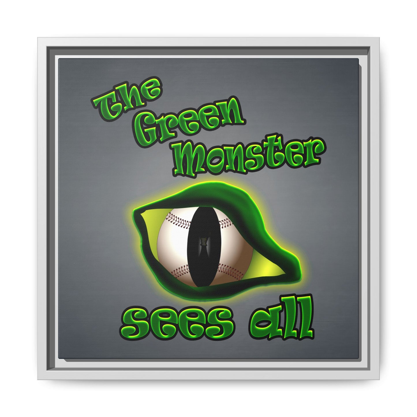 green monster - framed canvas art (grey-light grey)