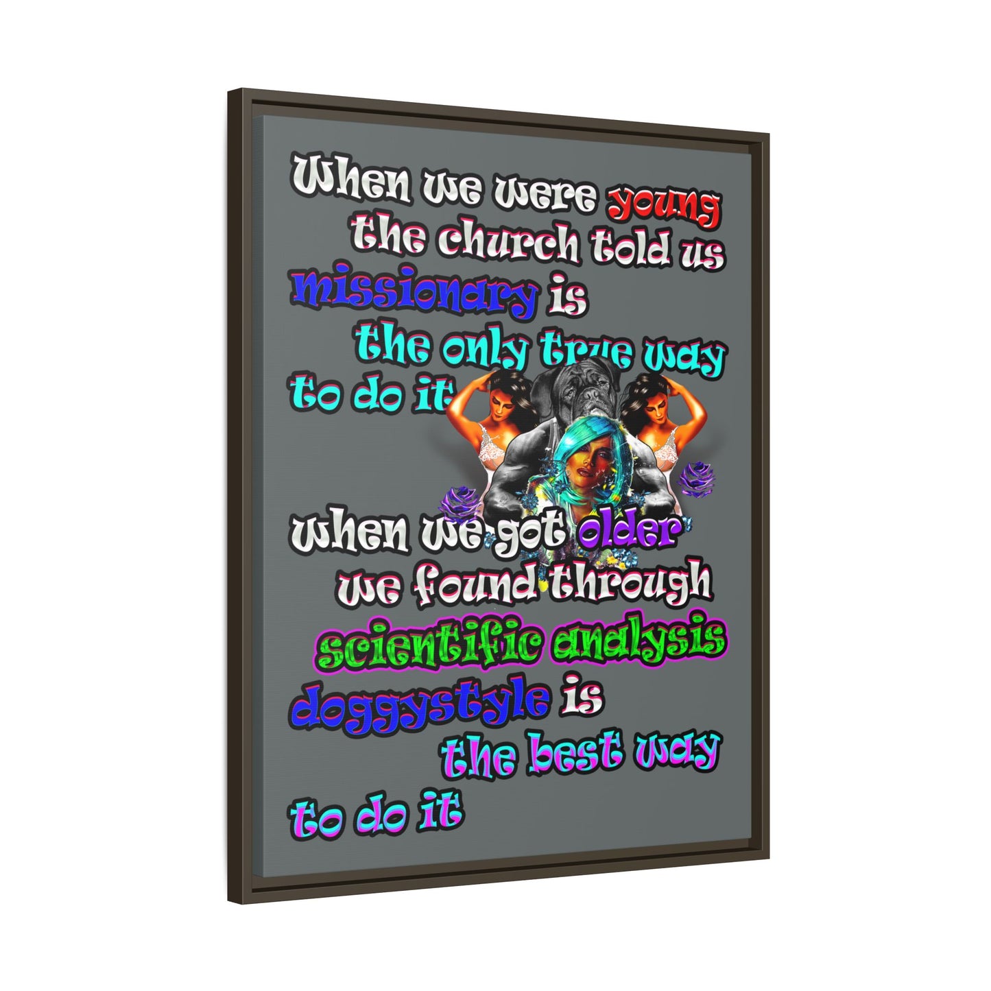 doggystyle - framed canvas art (dark grey)