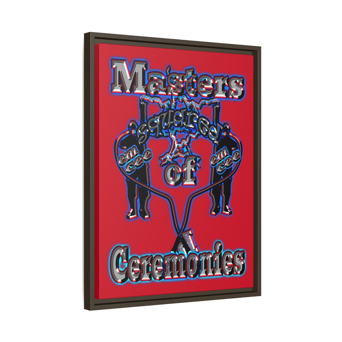 em cee squared - framed canvas art (dark red)
