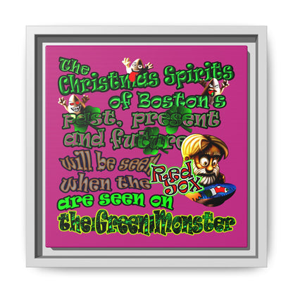 christmas spirits of boston - framed canvas art (pink)