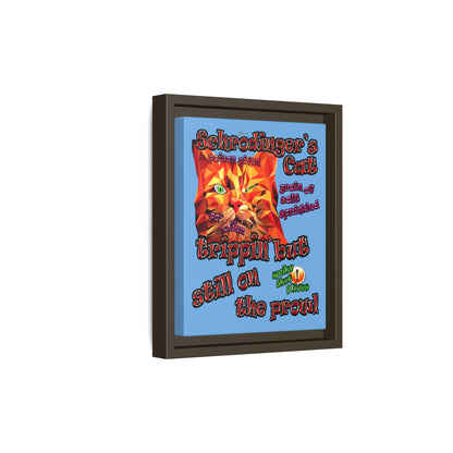 schrodinger's cat - framed canvas art (light blue)