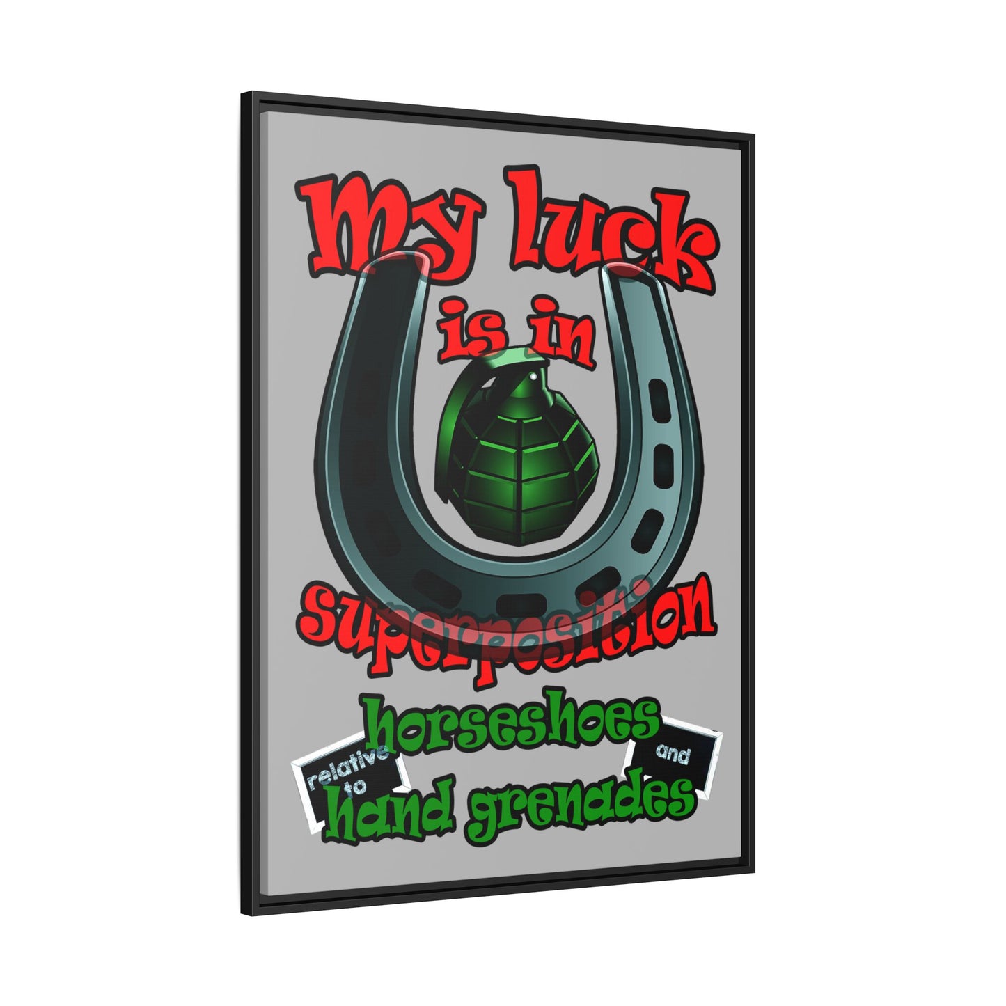 my luck - framed canvas art (light grey)