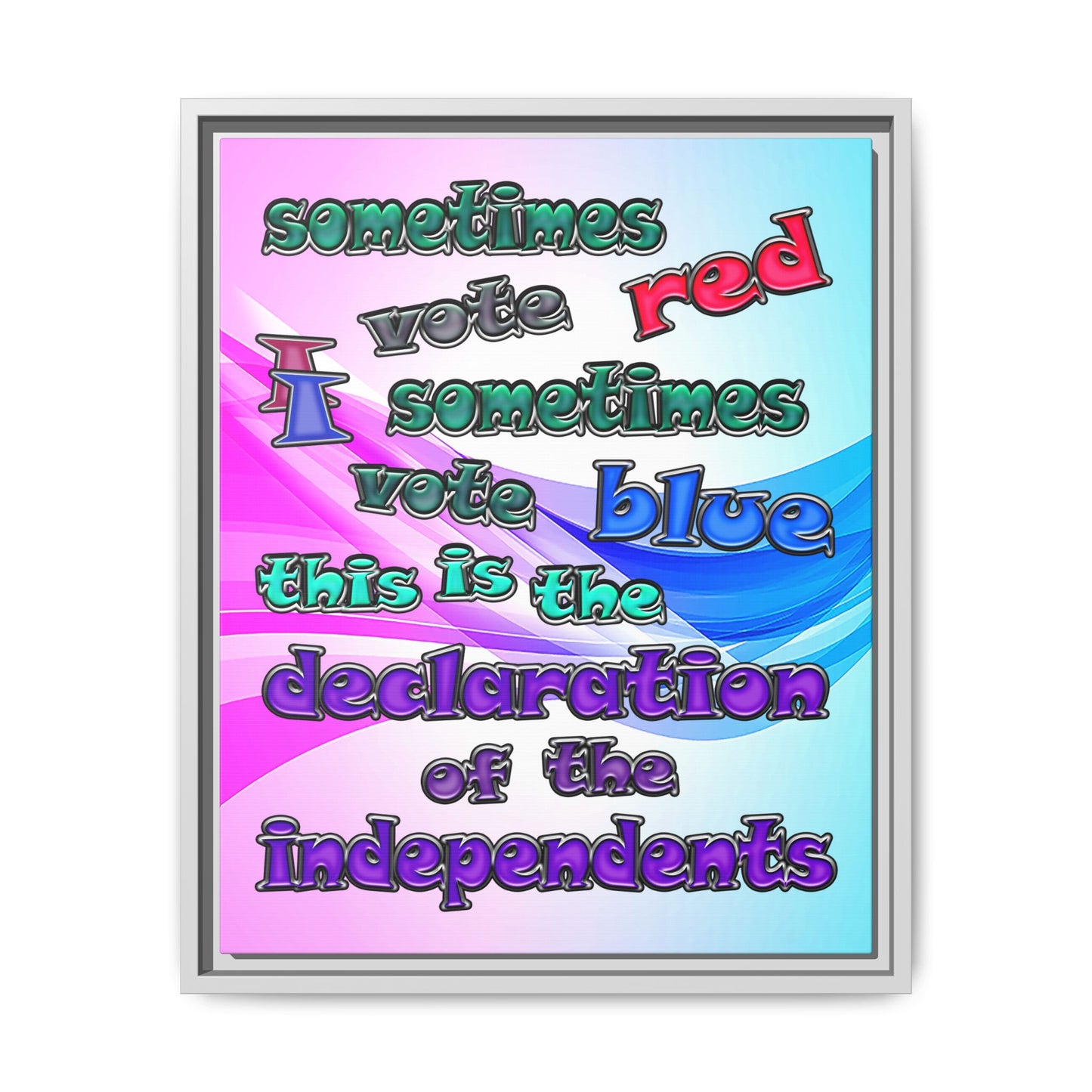 declaration of the independents - framed canvas art (light blue-pink wave)
