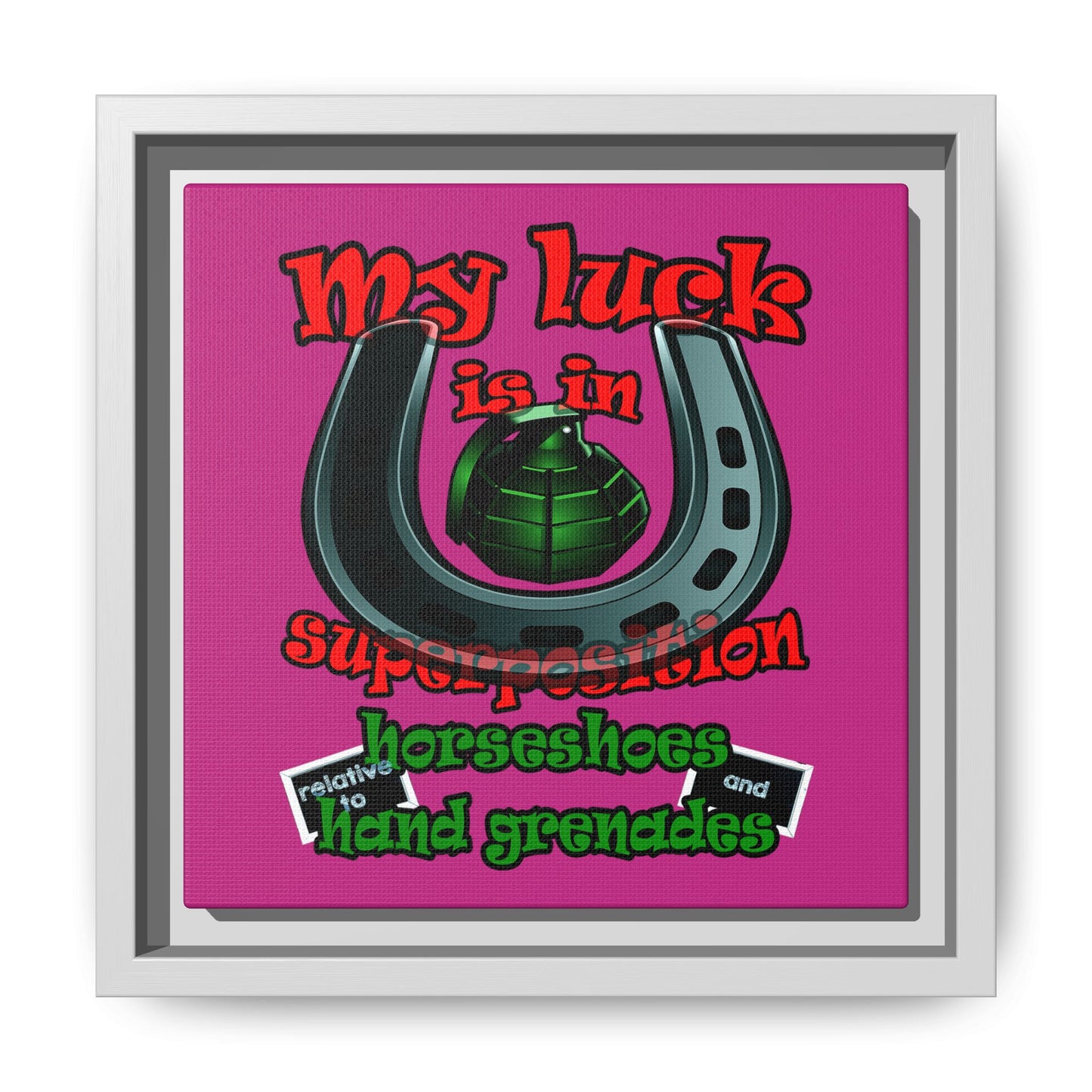 my luck - framed canvas art (pink)