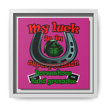 my luck - framed canvas art (pink)
