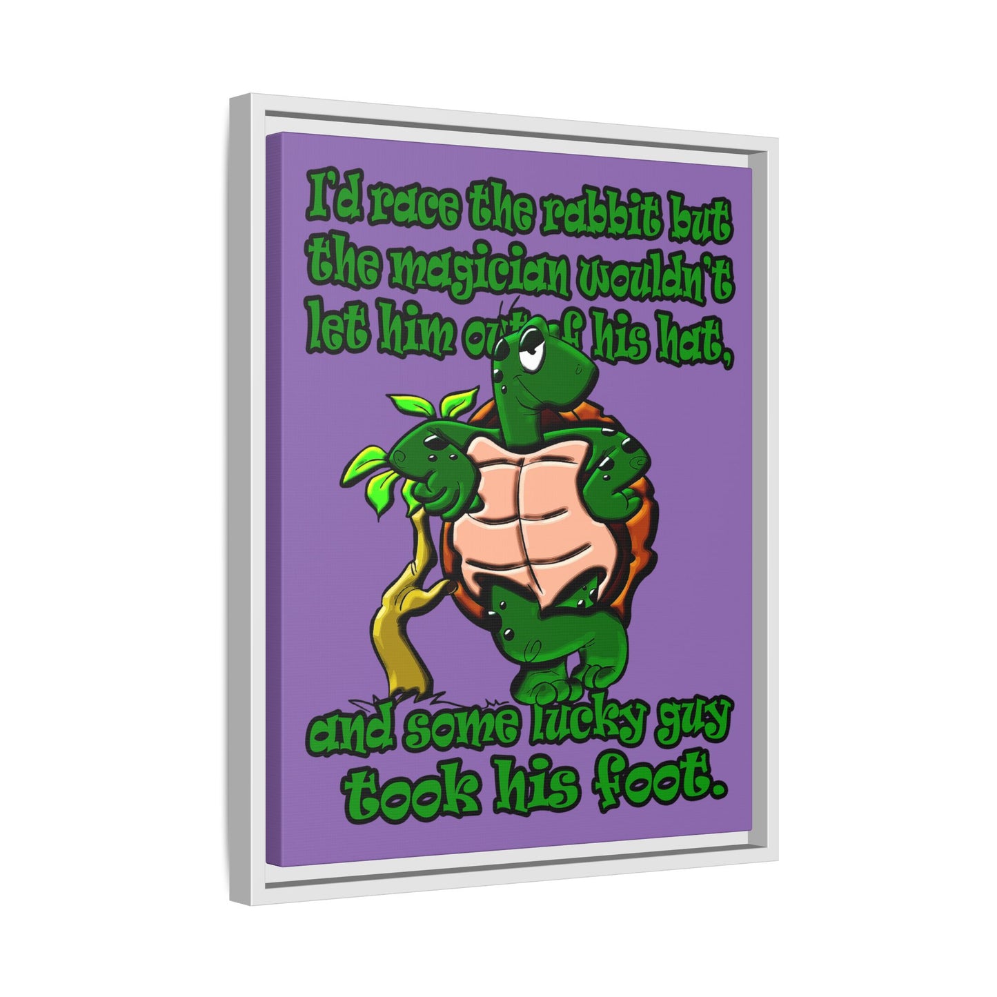 turtle race - framed canvas art (light purple)