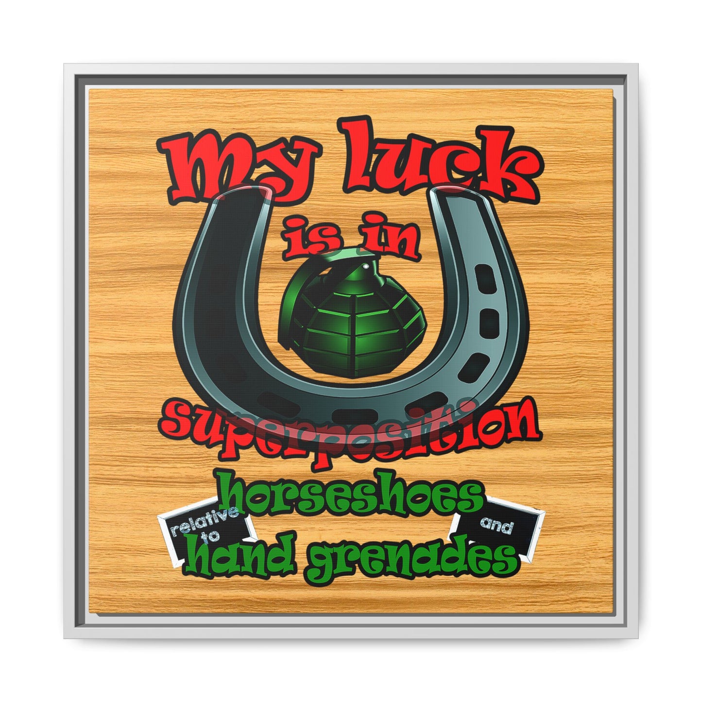 my luck - framed canvas art (butterscotch wood finish)
