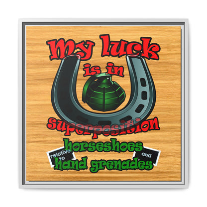 my luck - framed canvas art (butterscotch wood finish)