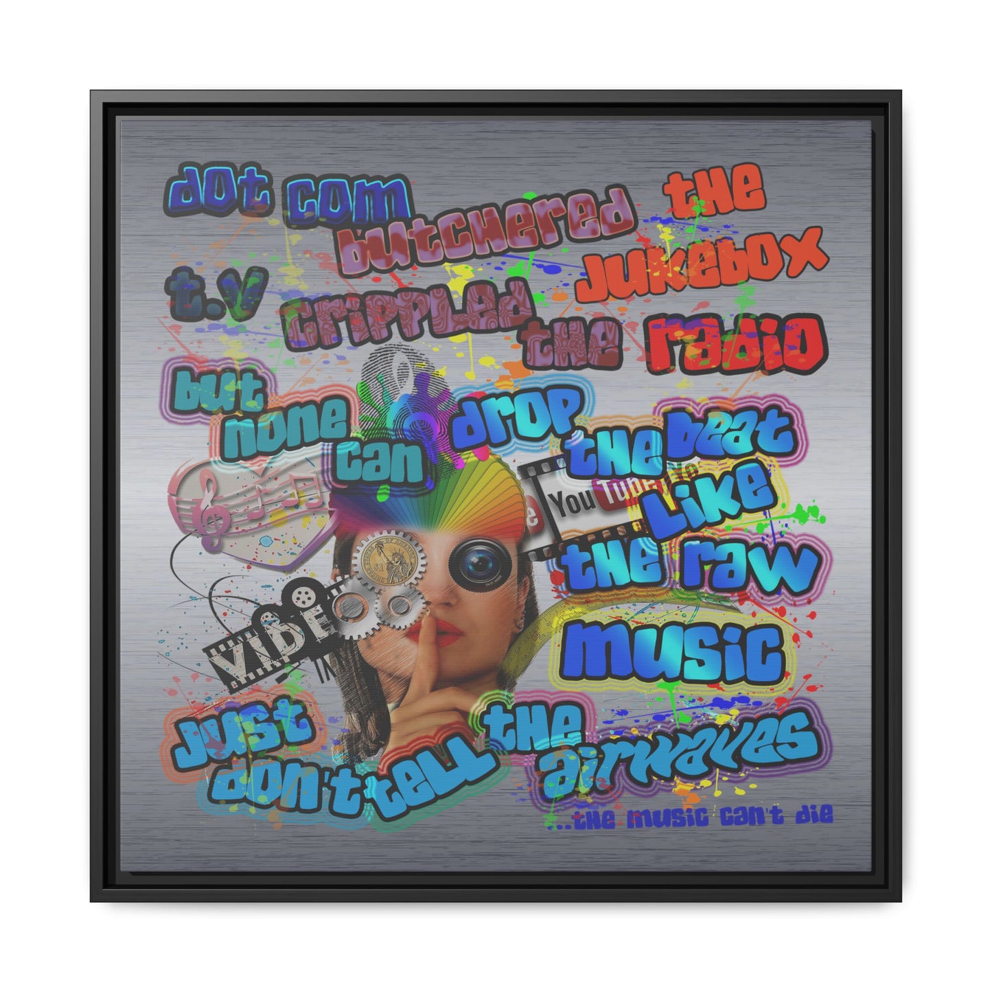 drop the beat - framed canvas art (brushed nickel)