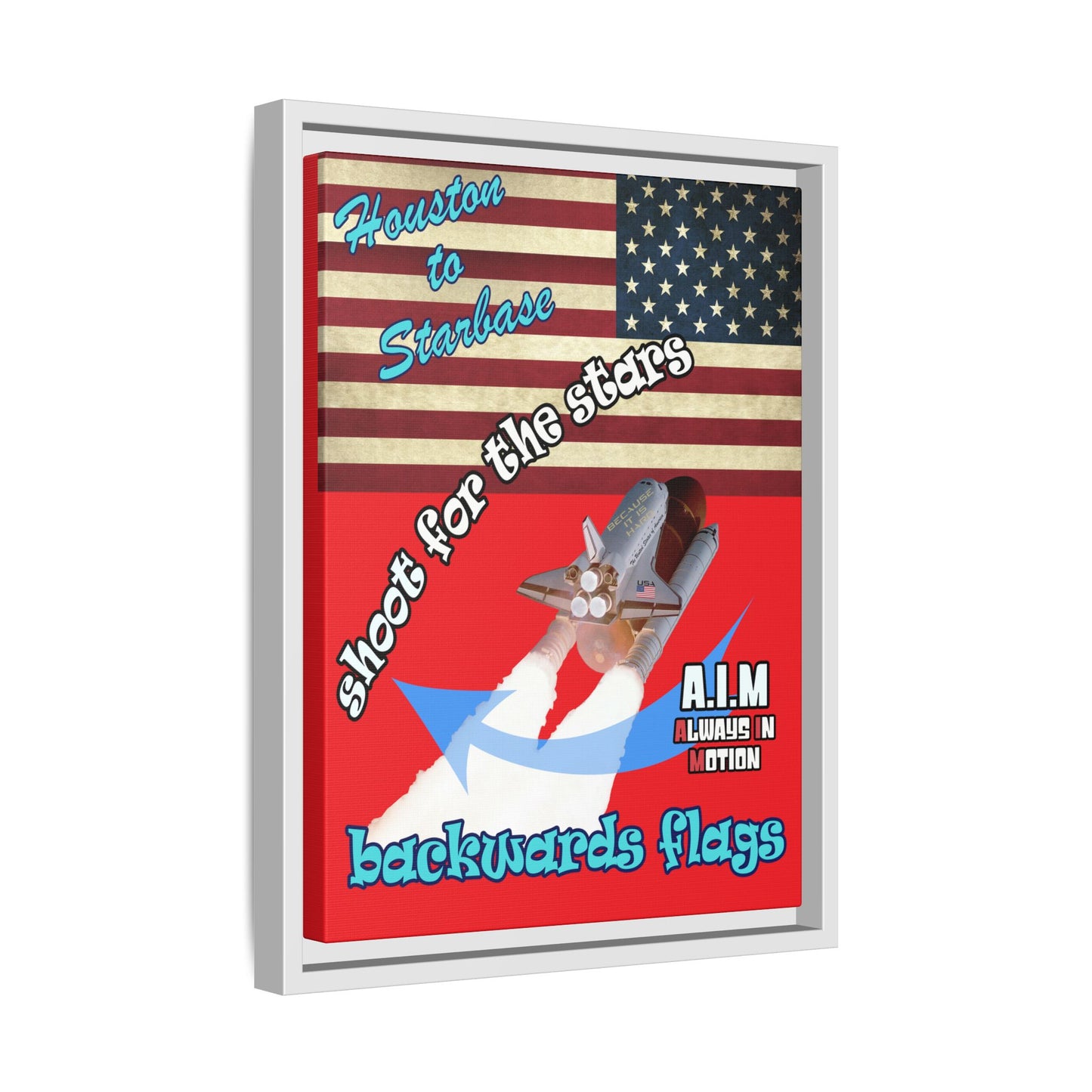 shoot for the stars - framed canvas art (red)
