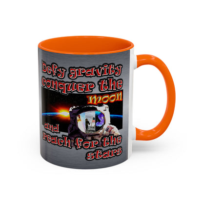 defy conquer reach - Accent Mug (brushed nickel)