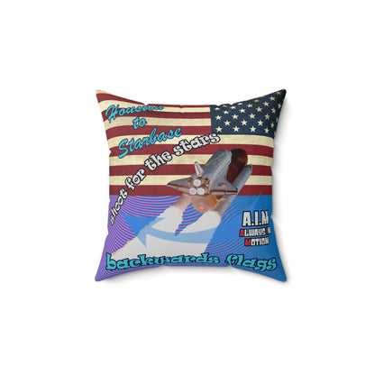 shoot for the stars - Spun Polyester Square Pillow - (light blue-purple wave)