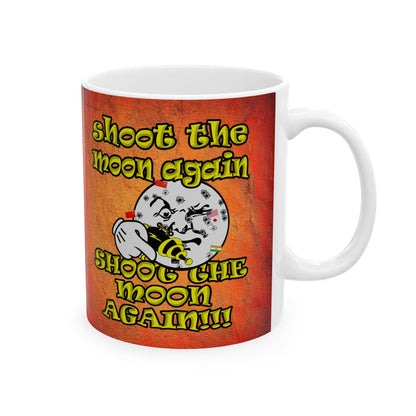shoot the moon again - White Mug (burnt orange)