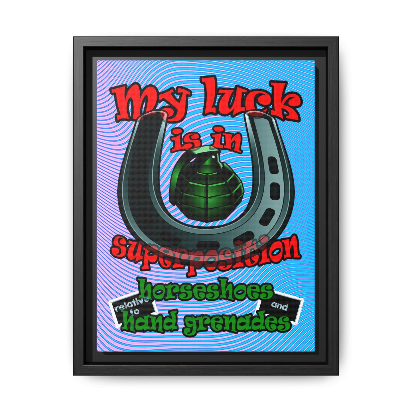 my luck - framed canvas art (light blue-purple wave)
