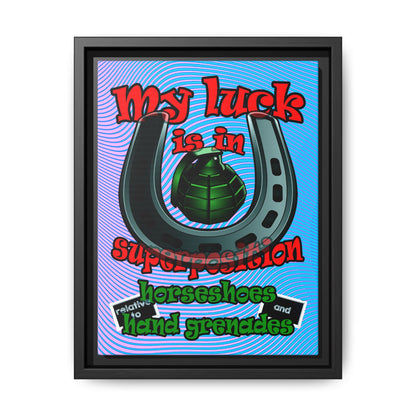 my luck - framed canvas art (light blue-purple wave)