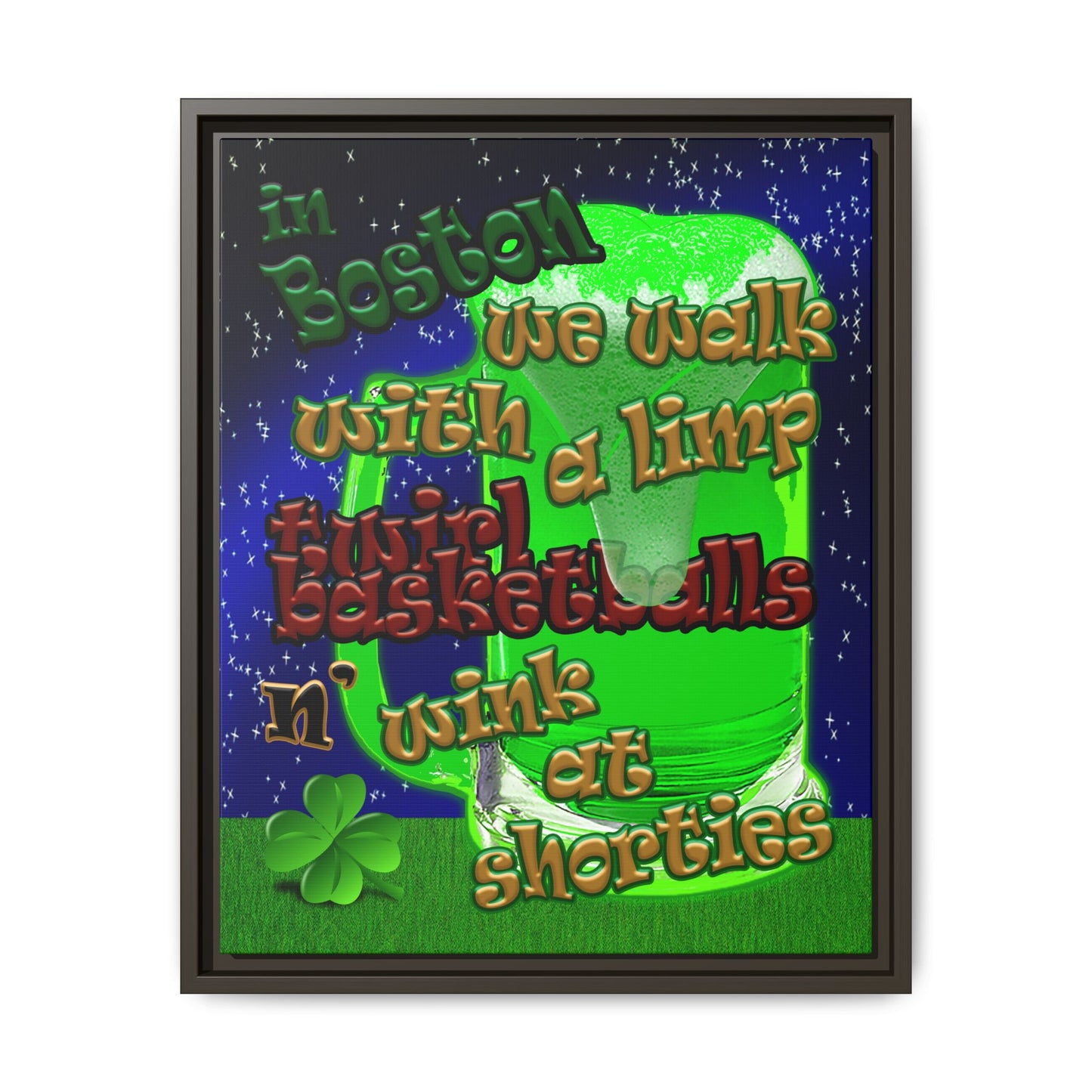 celtics logo - framed canvas art ('snoops' background)