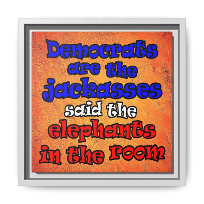 donkeys and elephants - framed canvas art (burnt orange)