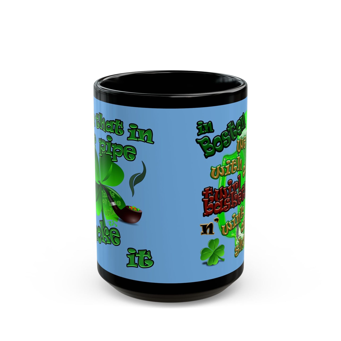 celtics logo - Black Mug (light blue)