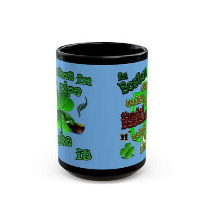 celtics logo - Black Mug (light blue)