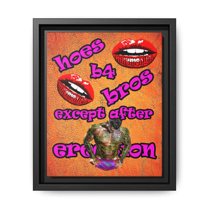 hoes b4 bros - framed canvas art (burnt orange)