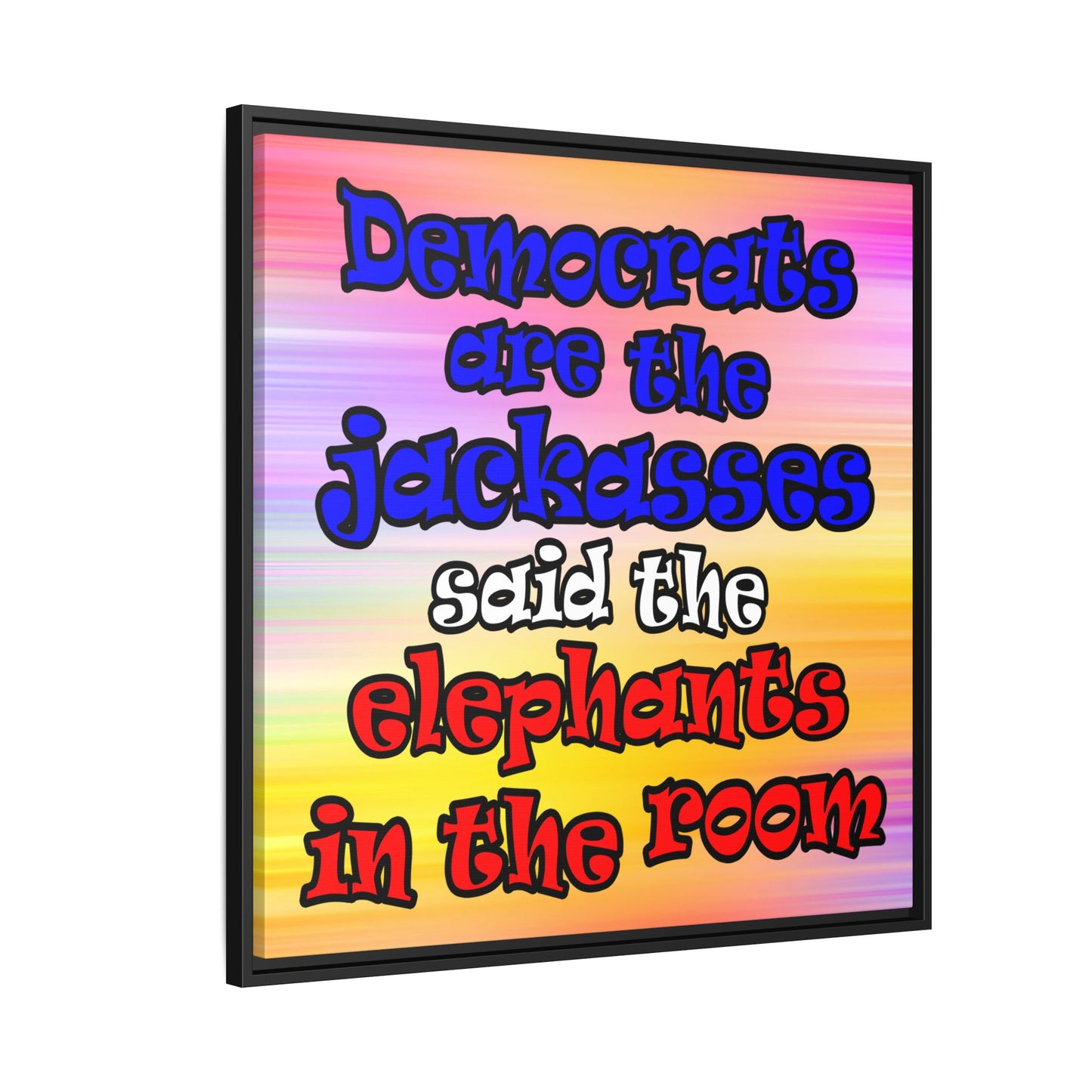donkeys and elephants - framed canvas art (color blur)
