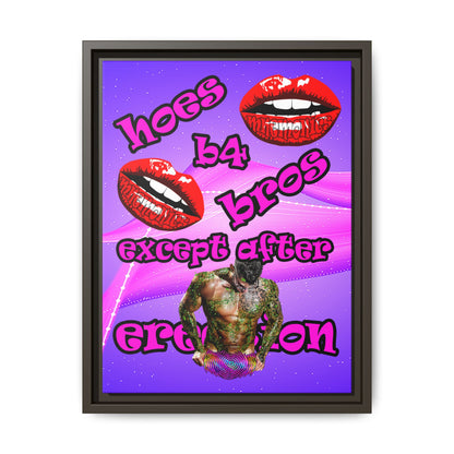 hoes b4 bros - framed canvas art (purple-pink wave)