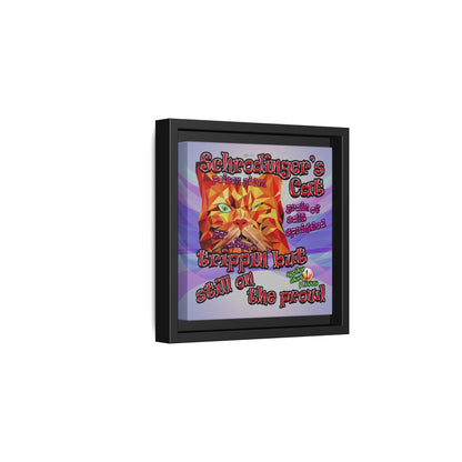 schrodinger's cat - framed canvas art (light blue-pink wave)