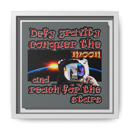 defy conquer reach - framed canvas art (dark grey)