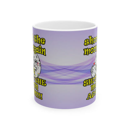 shoot the moon again - White Mug (light blue-pink wave)