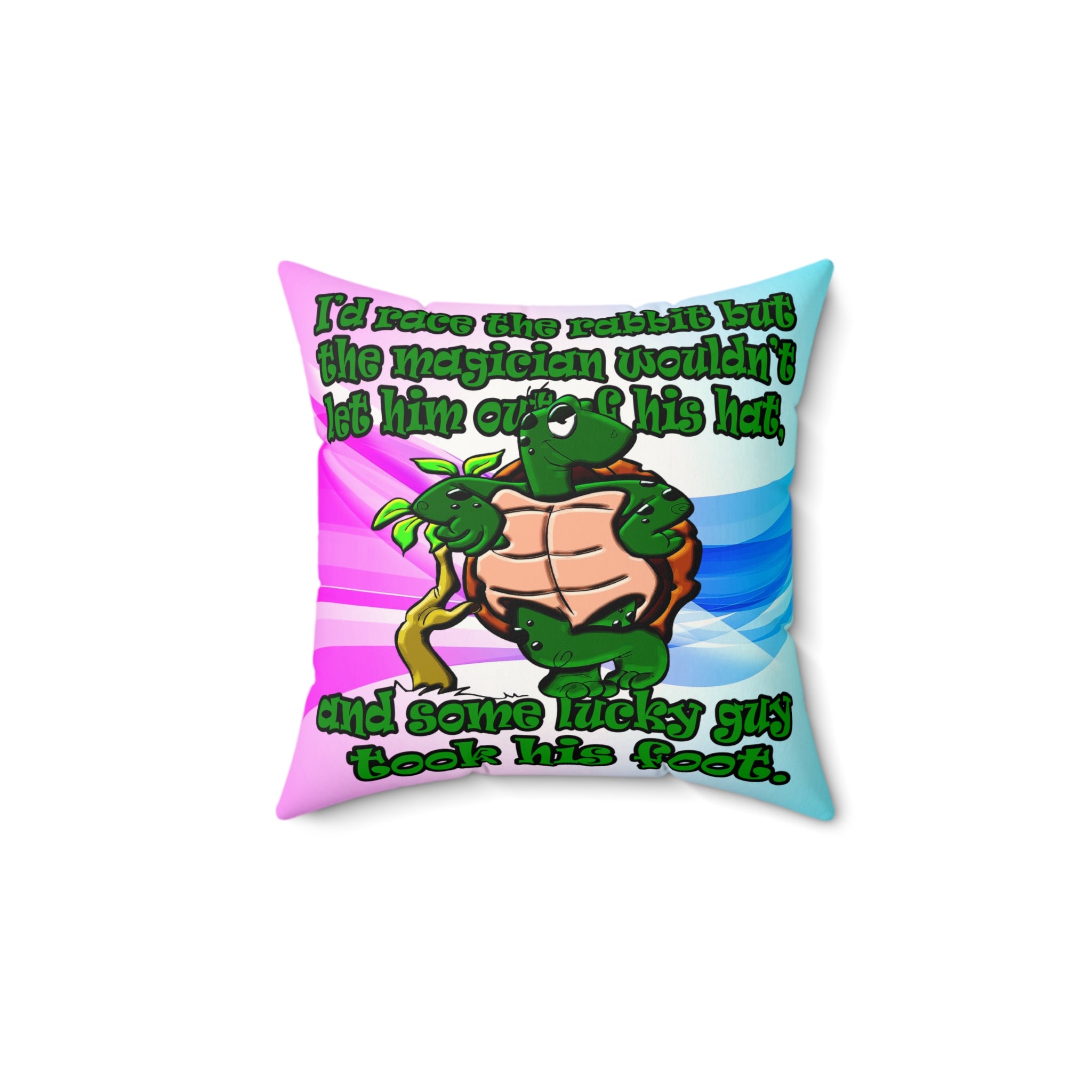 turtle race - Faux Suede Square Pillow - (light blue-pink wave)