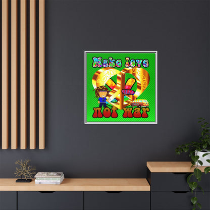 love peace - framed canvas art (logo green)