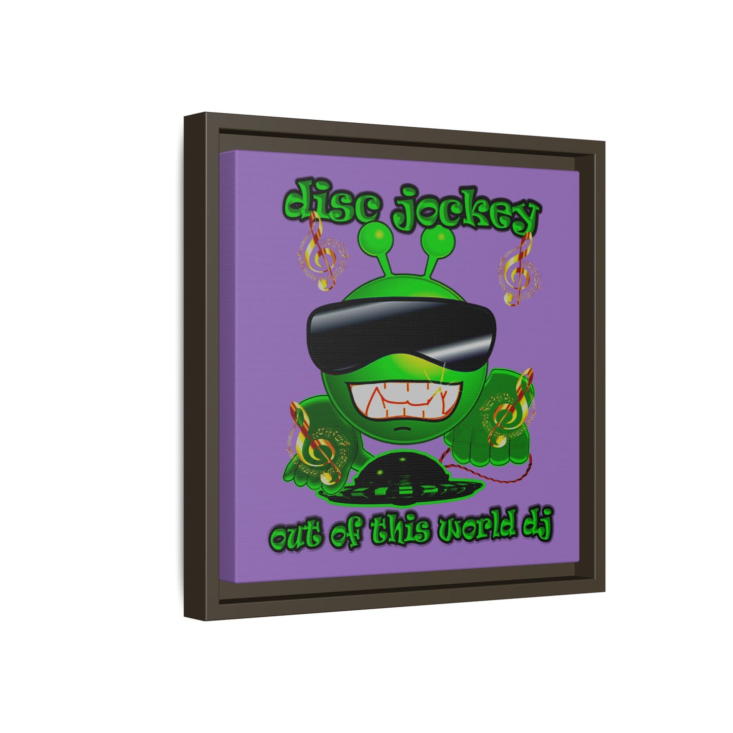 disc jockey - framed canvas art (light purple)