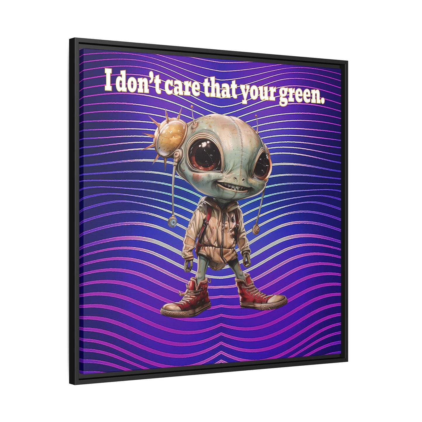 I don't care that your green - framed canvas art (purple wave)