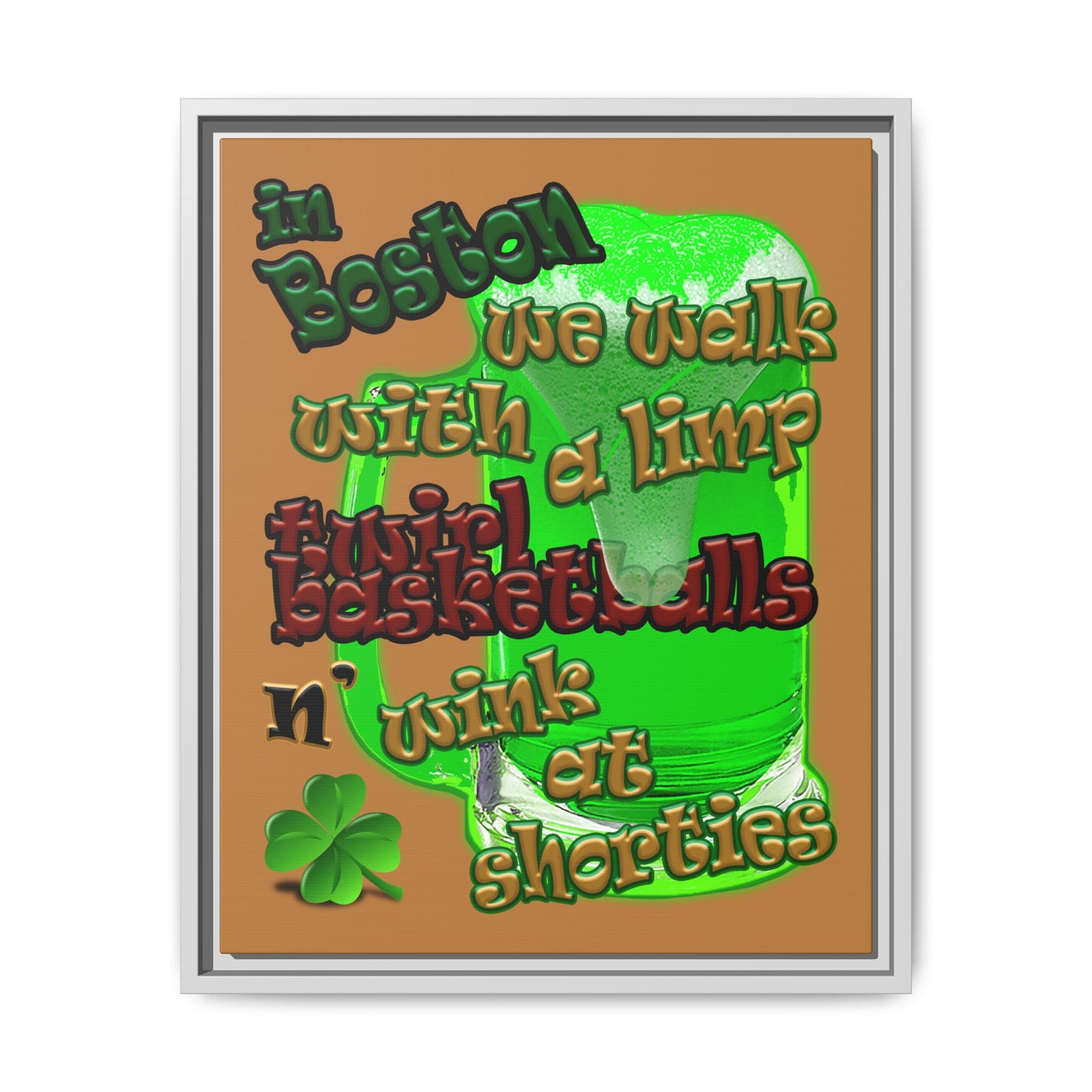 celtics logo - framed canvas art (light brown)