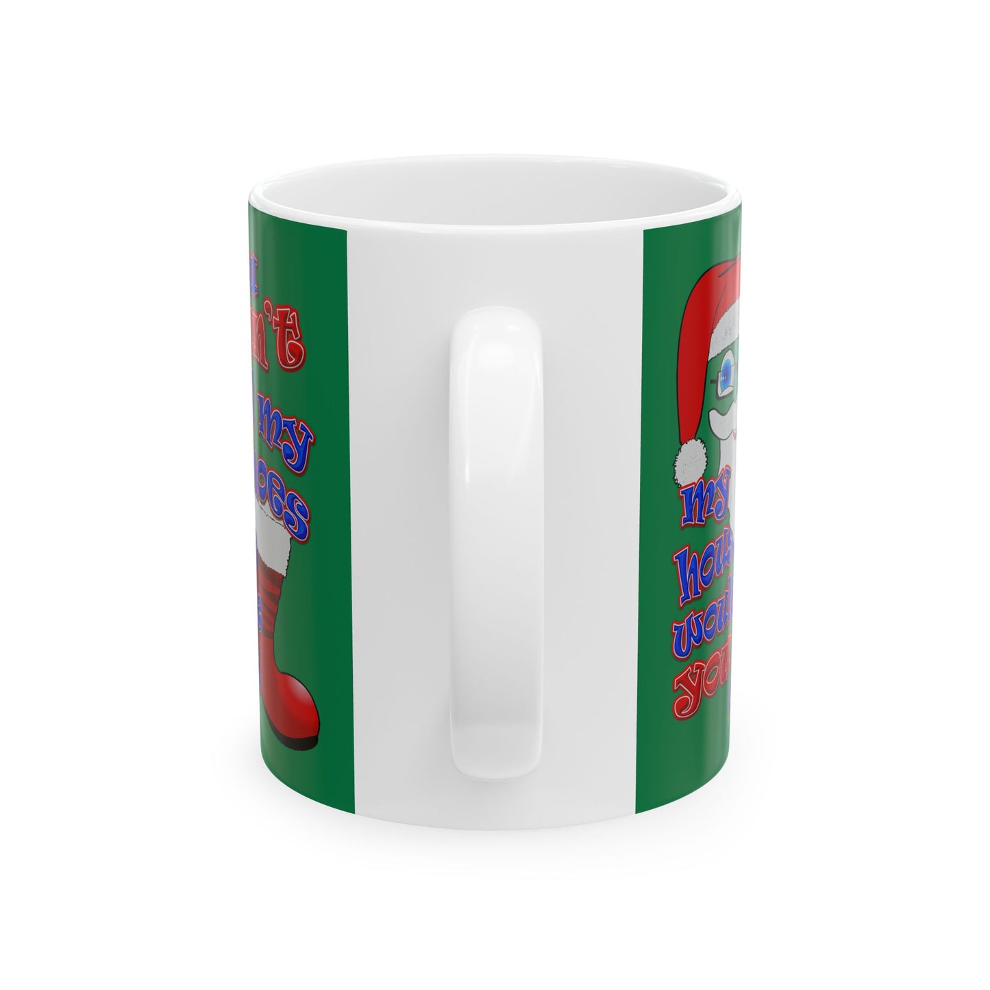 santa's shoes - White Mug (dark green)