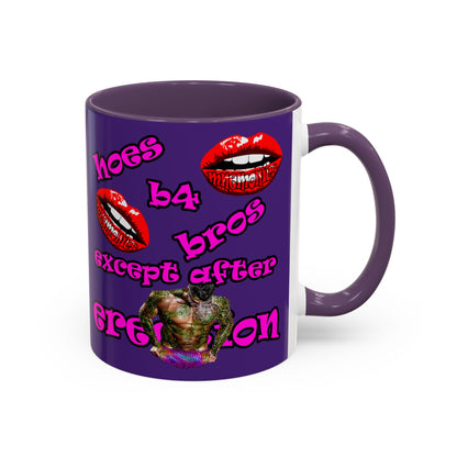hoes b4 bros - Accent Mug (purple)