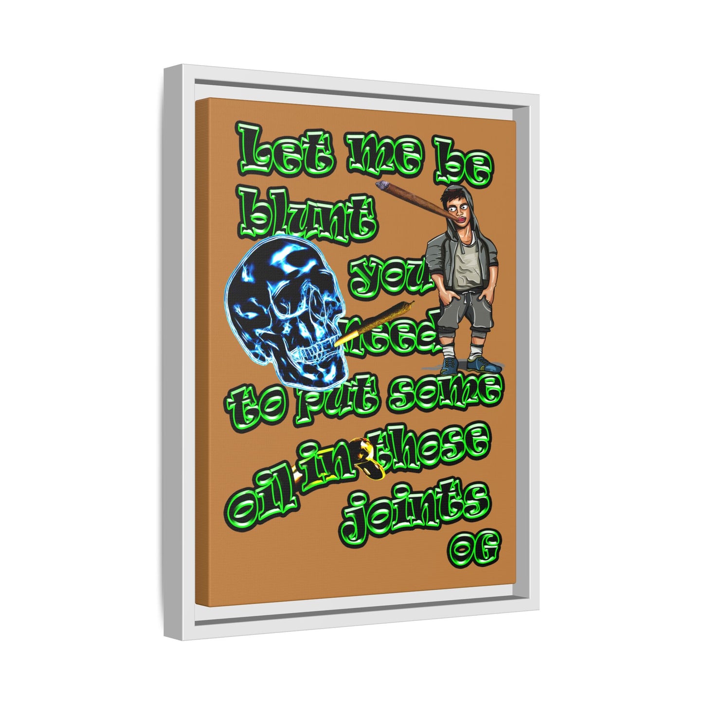 og - framed canvas art (light brown)