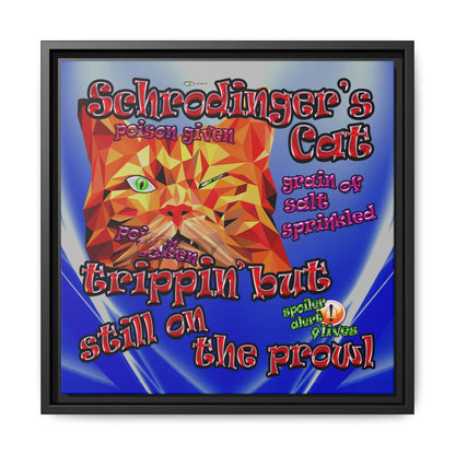 schrodinger's cat - framed canvas art (blue-white wave)