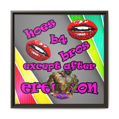 hoes b4 bros - framed canvas art (rainbow split)