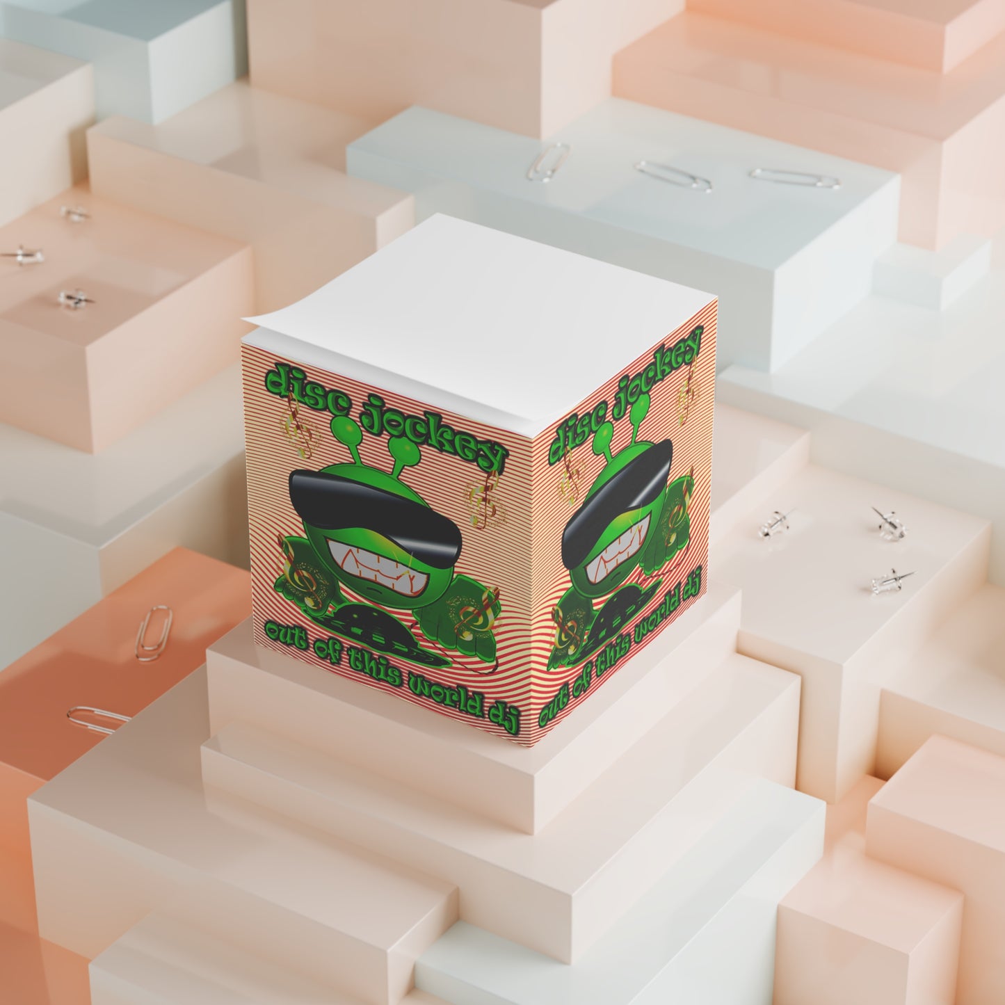 disc jockey - note cube (yellow-orange wave)