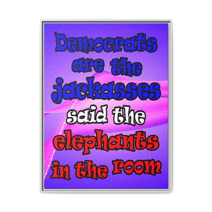 donkeys and elephants - framed canvas art (purple-pink wave)