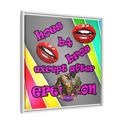 hoes b4 bros - framed canvas art (rainbow split)