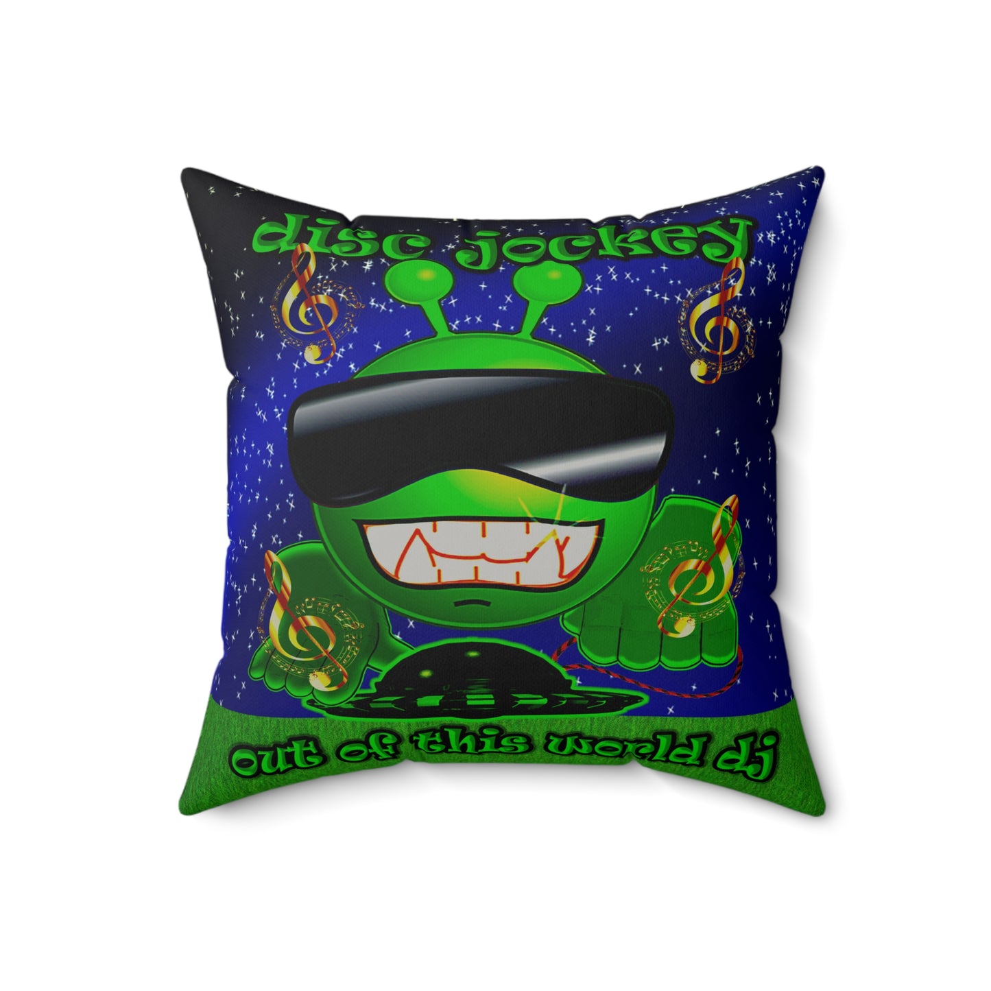 disc jockey - Faux Suede Square Pillow - ('snoops' background)