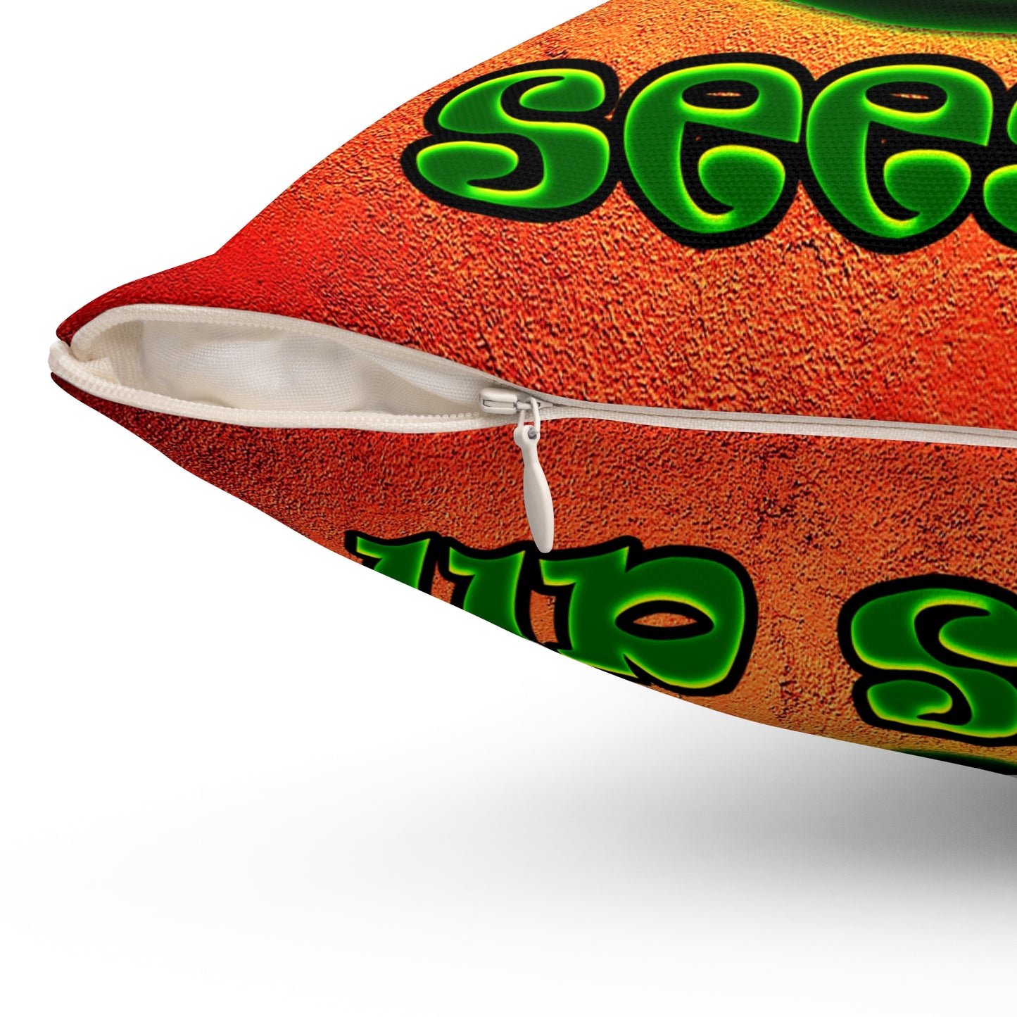 green monster - Spun Polyester Square Pillow - (burnt orange)