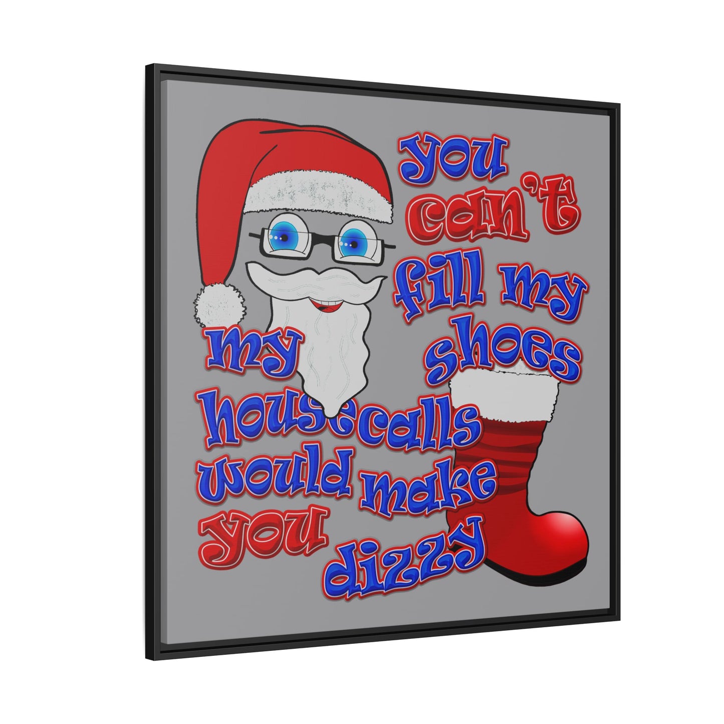 santa's shoes - framed canvas art (grey)