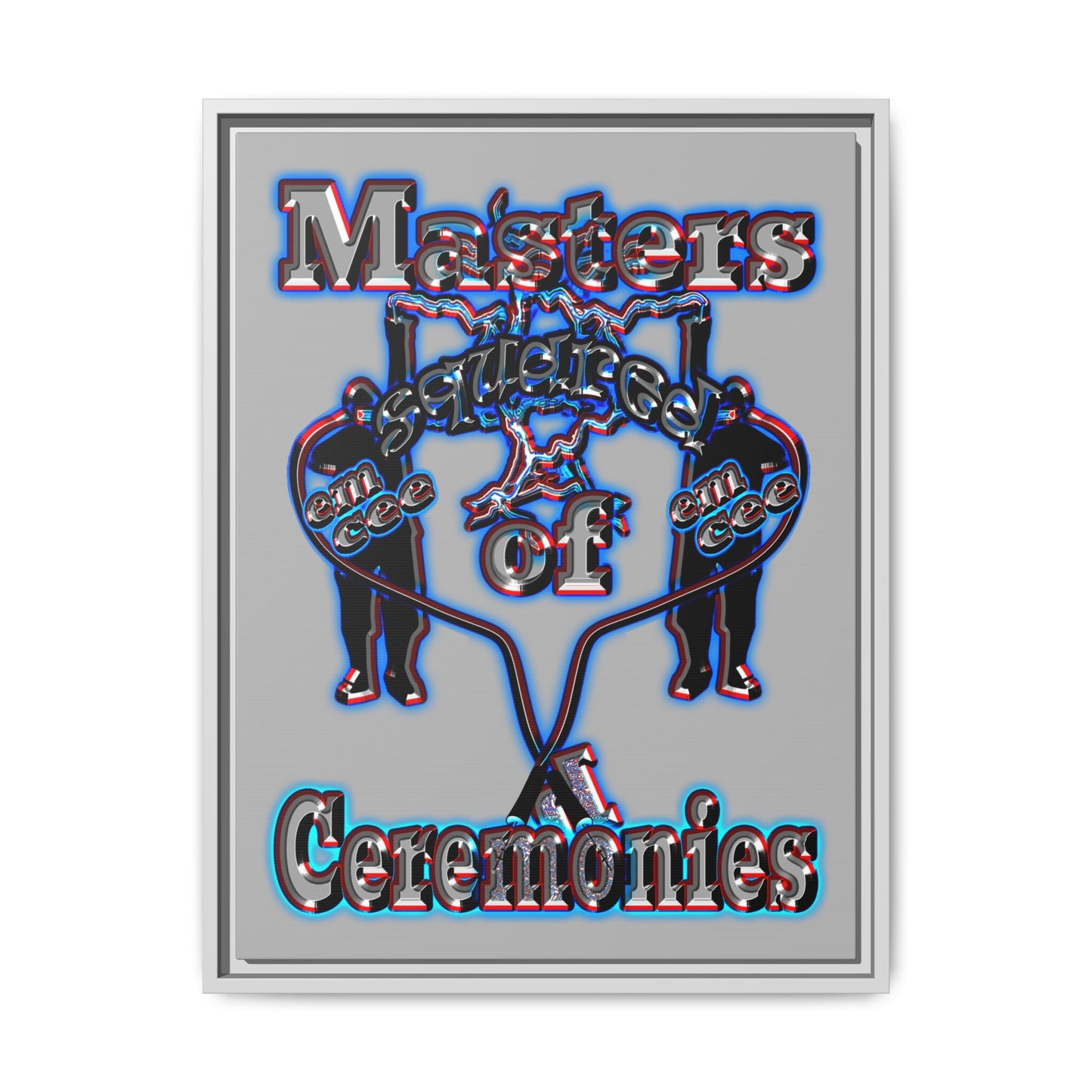 em cee squared - framed canvas art (light grey)
