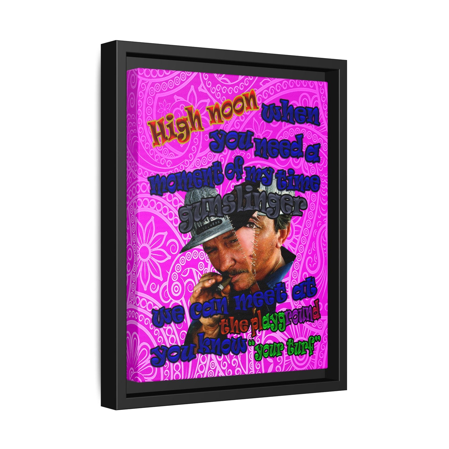 high noon - framed canvas art (pink swirl)