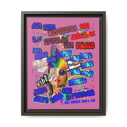 drop the beat - framed canvas art (light pink)