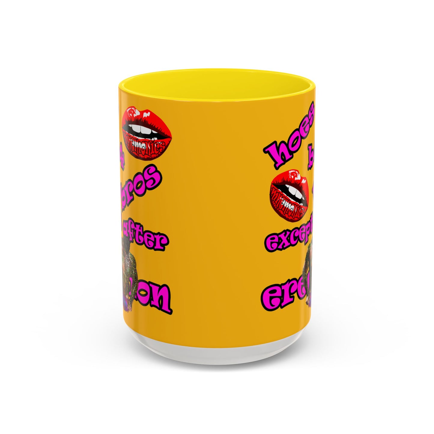 hoes b4 bros - Accent Mug (yellow)